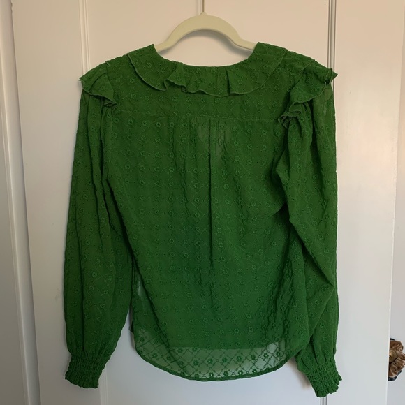 Anthropologie Green Longsleeve Blouse Sz 6 - Picture 4 of 4